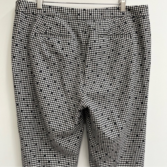 TALBOTS GINGHAM POLKA-DOT ANKLE PANT BLACK WHITE DECORATIVE BOW ANKLES WOOL 12 - Picture 6 of 13
